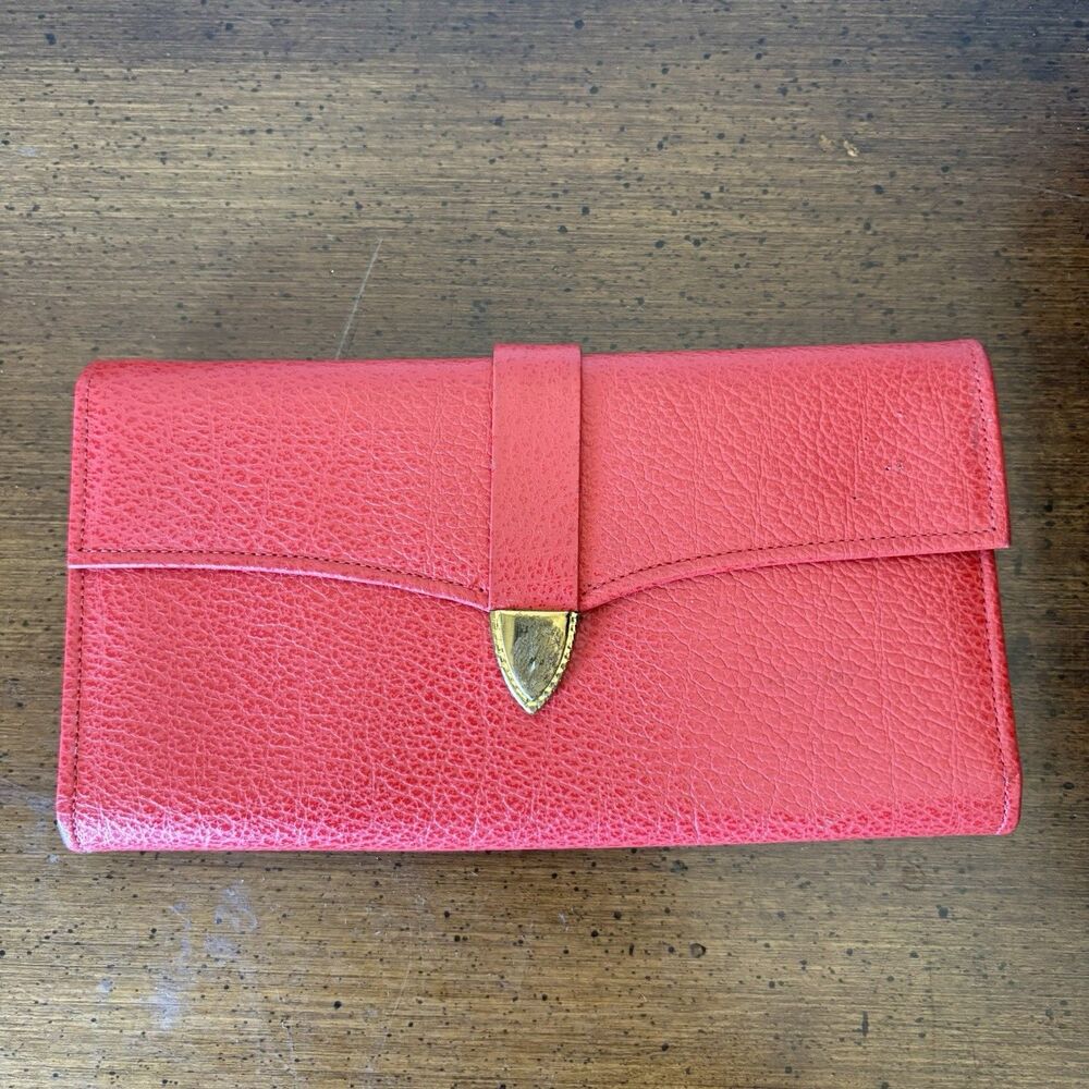 Baronet Fifth Avenue Vintage Red Cowhide Wallet Checkbook Cover Coin Purse
